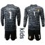 Belgium #1 Courtois Black Goalkeeper Long Sleeves Kid Soccer Country Jersey