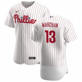 Philadelphia Phillies #13 Rafael Marchan Mens Nike White Home 2020 Authentic Player MLB Jersey