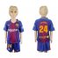 Barcelona #24 Mathieu Home Kid Soccer Club Jersey