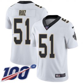 Nike New Orleans Saints #51 Cesar Ruiz White Mens Stitched NFL 100th Season Vapor Untouchable Limited Jersey