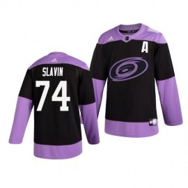 Carolina Hurricanes #74 Jaccob Slavin Adidas Mens Hockey Fights Cancer Practice NHL Jersey Black