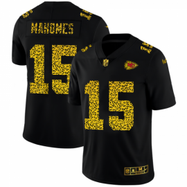 Kansas City Chiefs #15 Patrick Mahomes Mens Nike Leopard Print Fashion Vapor Limited NFL Jersey Black