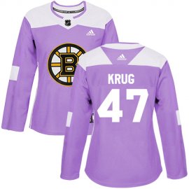 Adidas Boston Bruins #47 Torey Krug Purple Authentic Fights Cancer Womens Stitched NHL Jersey