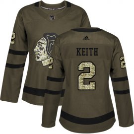 Adidas Chicago Blackhawks #2 Duncan Keith Green Salute to Service Womens Stitched NHL Jersey