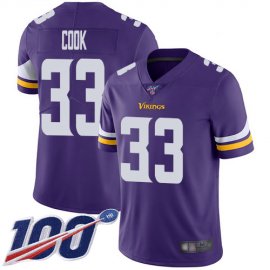 Nike Minnesota Vikings #33 Dalvin Cook Purple Team Color Mens Stitched NFL 100th Season Vapor Limited Jersey