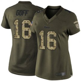 Nike Los Angeles Rams #16 Jared Goff Green Womens Stitched NFL Limited 2015 Salute to Service Jersey