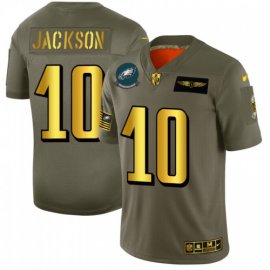 Philadelphia Eagles #10 DeSean Jackson NFL Mens Nike Olive Gold 2019 Salute to Service Limited Jersey