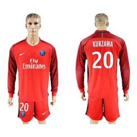 Paris Saint-Germain #20 Kurzawa Red Long Sleeves Soccer Club Jersey