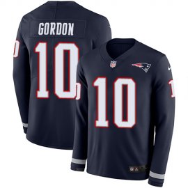 Nike New England Patriots #10 Josh Gordon Navy Blue Team Color Mens Stitched NFL Limited Therma Long Sleeve Jersey