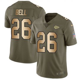 Nike Kansas City Chiefs #26 LeVeon Bell Olive/Gold Youth Stitched NFL Limited 2017 Salute To Service Jersey
