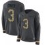 Nike Carolina Panthers #3 Will Grier Anthracite Salute to Service Womens Stitched NFL Limited Therma Long Sleeve Jersey