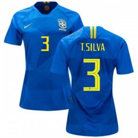 Womens Brazil #3 T.Silva Away Soccer Country Jersey