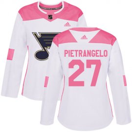 Adidas St. Louis Blues #27 Alex Pietrangelo White/Pink Authentic Fashion Womens Stitched NHL Jersey
