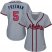 Atlanta Braves #5 Freddie Freeman Grey Road Womens Stitched MLB Jersey