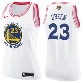 Nike Golden State Warriors #23 Draymond Green White/Pink Womens 2022 NBA Finals Swingman Fashion Jersey Womens