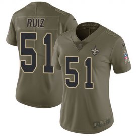 Nike New Orleans Saints #51 Cesar Ruiz Olive Womens Stitched NFL Limited 2017 Salute To Service Jersey