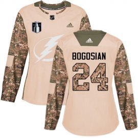 Adidas Tampa Bay Lightning #24 Zach Bogosian Camo Authentic 2022 Stanley Cup Final Patch Womens Veterans Day Stitched NHL Jersey Womens