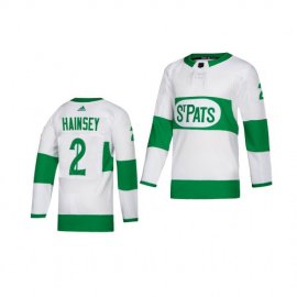 Adidas Toronto Maple Leafs #2 Ron Hainsey White 2019 St. Patricks Day Authentic Player Stitched Youth NHL Jersey