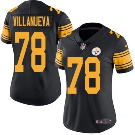 Nike Pittsburgh Steelers #78 Alejandro Villanueva Black Womens Stitched NFL Limited Rush Jersey