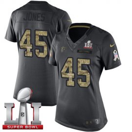 Nike Atlanta Falcons #45 Deion Jones Black Super Bowl LI 51 Womens Stitched NFL Limited 2016 Salute to Service Jersey