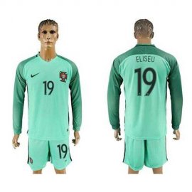 Portugal #19 Eliseu Away Long Sleeves Soccer Country Jersey