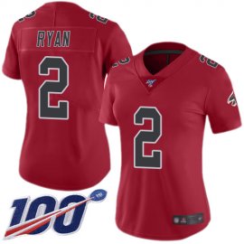 Nike Atlanta Falcons #2 Matt Ryan Red Womens Stitched NFL Limited Rush 100th Season Jersey