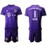 Bayern Munchen #1 Neuer Purple Goalkeeper Soccer Club Jersey