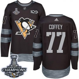 Adidas Pittsburgh Penguins #77 Paul Coffey Black 1917-2017 100th Anniversary Stanley Cup Finals Champions Stitched NHL Jersey