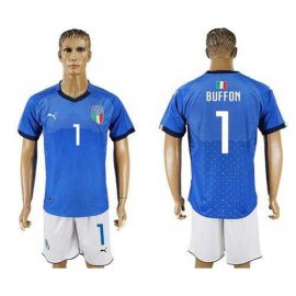 Italy #1 Buffon Blue Home Soccer Country Jersey