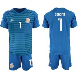 Mexico #1 Corona Blue Goalkeeper Soccer Country Jersey