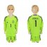 Spain #1 Casillas Shiny Green Long Sleeves Goalkeeper Kid Soccer Country Jersey