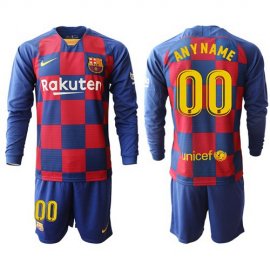 Barcelona Personalized Home Long Sleeves Soccer Club Jersey