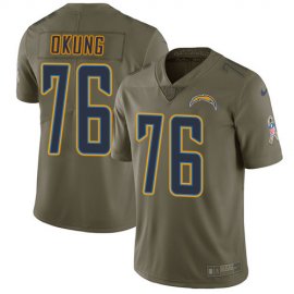 Nike Los Angeles Chargers #76 Russell Okung Olive Mens Stitched NFL Limited 2017 Salute To Service Jersey