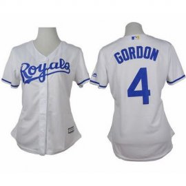 Kansas City Royals #4 Alex Gordon White Home Womens Stitched MLB Jersey