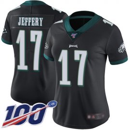 Nike Philadelphia Eagles #17 Alshon Jeffery Black Alternate Womens Stitched NFL 100th Season Vapor Limited Jersey