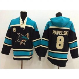 San Jose Sharks #8 Joe Pavelski Black Sawyer Hooded Sweatshirt Stitched NHL Jersey