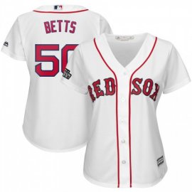 Boston Red Sox #50 Mookie Betts Majestic Womens 2019 London Series Cool Base Player Jersey White