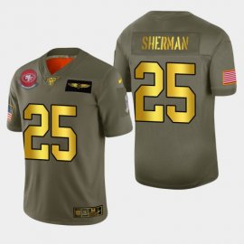 Nike San Francisco 49ers #25 Richard Sherman Mens Olive Gold 2019 Salute to Service NFL 100 Limited Jersey