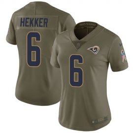 Nike Los Angeles Rams #6 Johnny Hekker Olive Womens Stitched NFL Limited 2017 Salute to Service Jersey