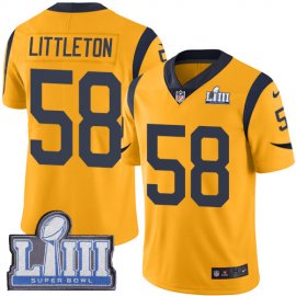 Nike Los Angeles Rams #58 Cory Littleton Gold Super Bowl LIII Bound Youth Stitched NFL Limited Rush Jersey