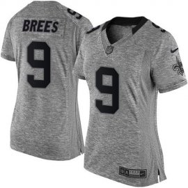Nike New Orleans Saints #9 Drew Brees Gray Womens Stitched NFL Limited Gridiron Gray Jersey