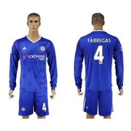 Chelsea #4 Fabregas Home Long Sleeves Soccer Club Jersey