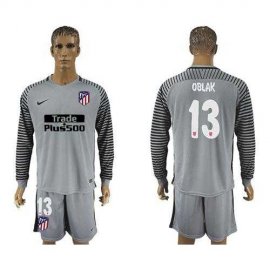Atletico Madrid #13 Oblak Grey Goalkeeper Long Sleeves Soccer Club Jersey
