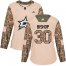 Adidas Dallas Stars #30 Ben Bishop Camo Authentic 2017 Veterans Day Womens Stitched NHL Jersey