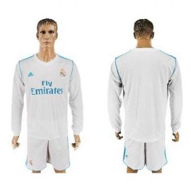 Real Madrid Blank White Home Long Sleeves Soccer Club Jersey