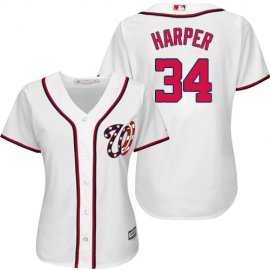 Washington Nationals #34 Bryce Harper White Womens Fashion Stitched MLB Jersey