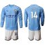 Manchester City #14 Bony Home Long Sleeves Soccer Club Jersey