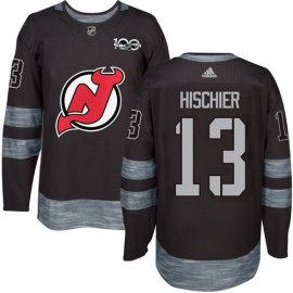 Adidas New Jersey Devils #13 Nico Hischier Black 1917-2017 100th Anniversary Stitched NHL Jersey