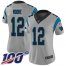 Nike Carolina Panthers #12 DJ Moore Silver Womens Stitched NFL Limited Inverted Legend 100th Season Jersey