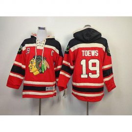 Chicago Blackhawks #19 Jonathan Toews Red Sawyer Hooded Sweatshirt Stitched Youth NHL Jersey